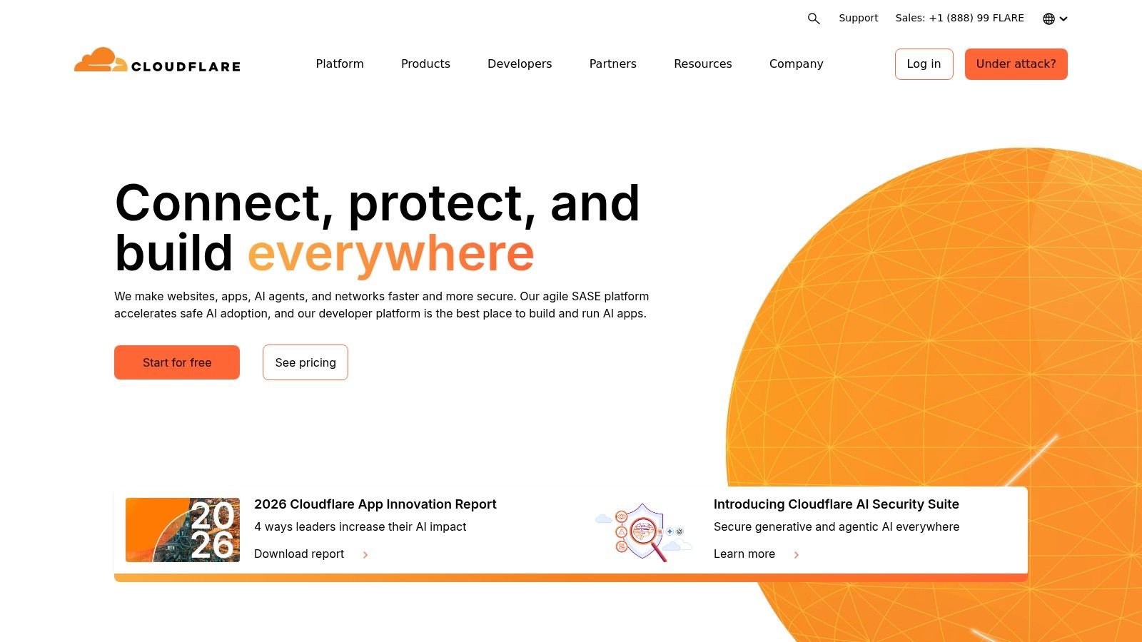 Cloudflare dashboard showing website analytics and performance metrics
