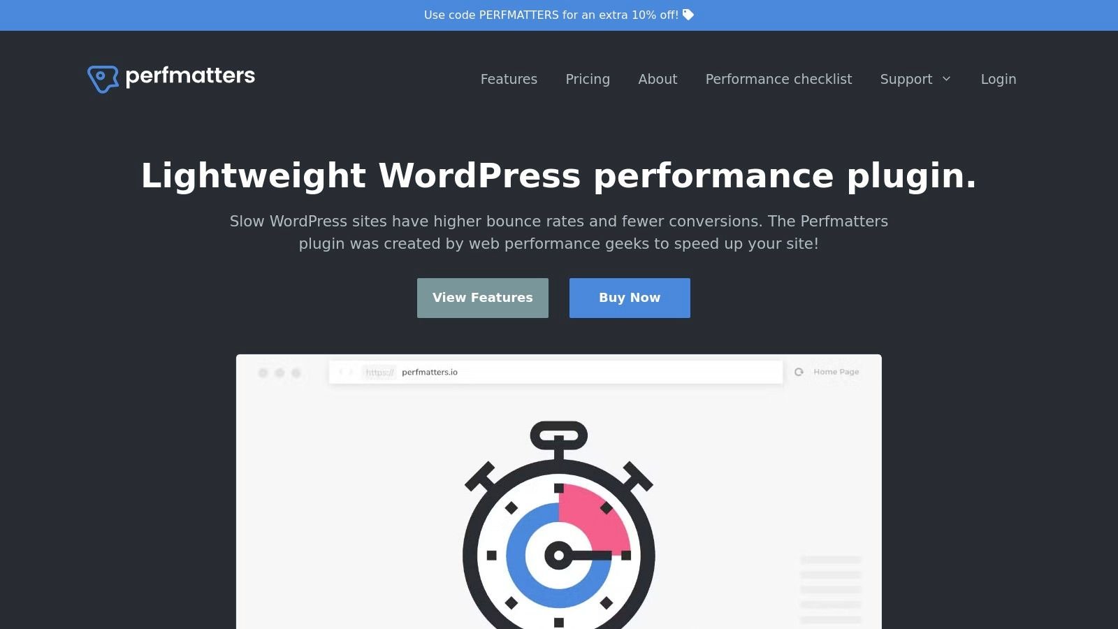 Perfmatters dashboard showing performance toggles and settings