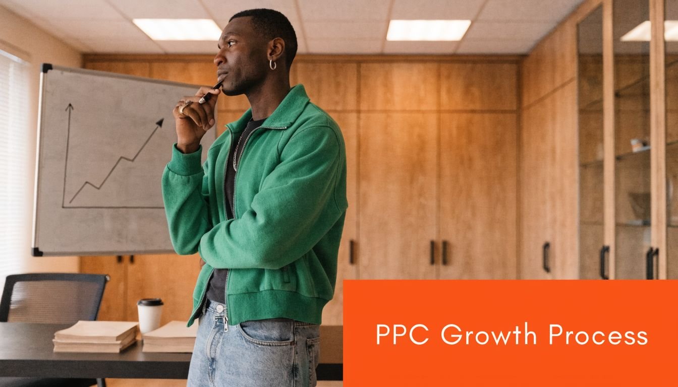 A thoughtful professional standing in an office with a growth chart on a whiteboard behind him.