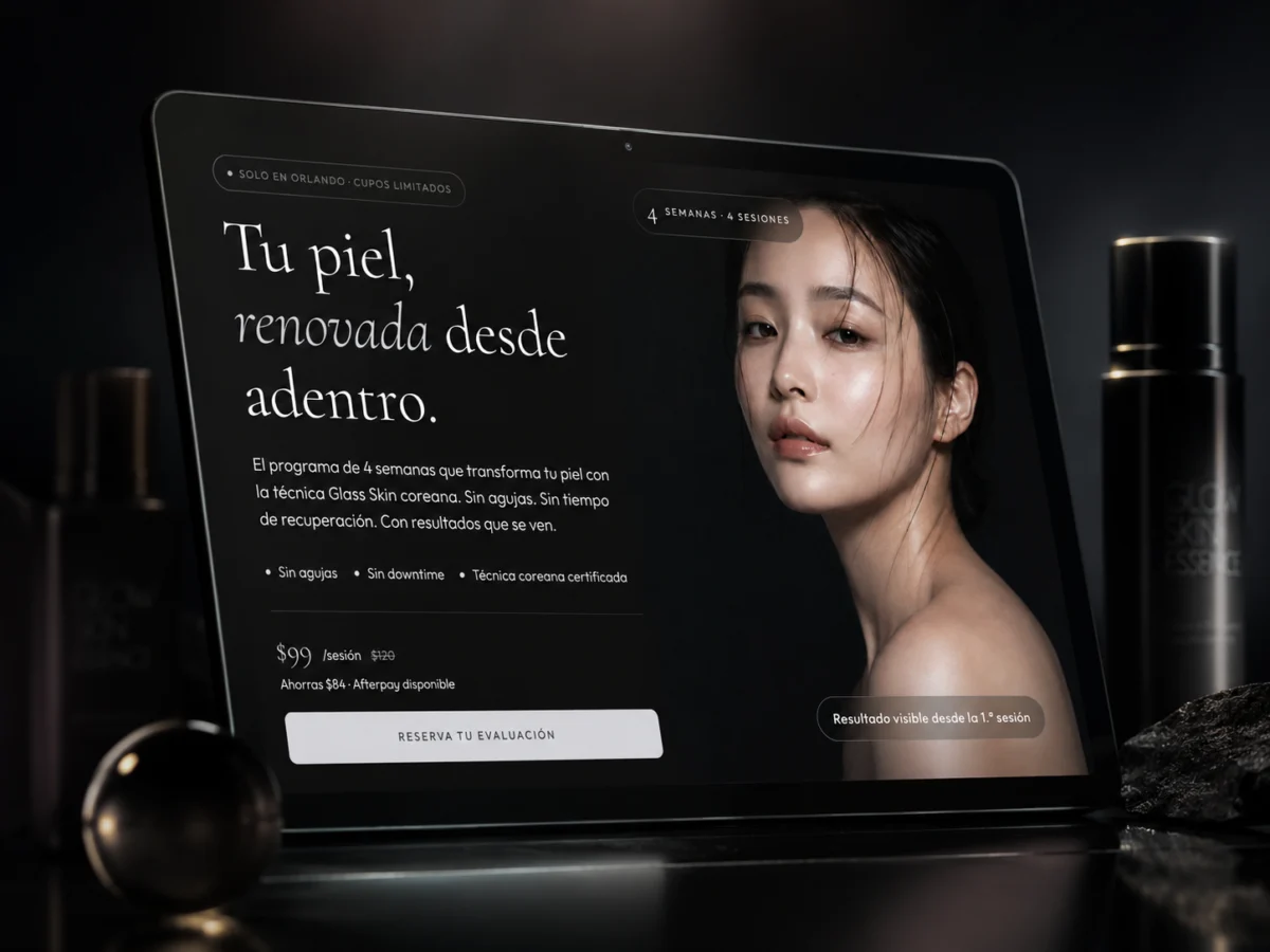 Beglam Studio funnel — landing page