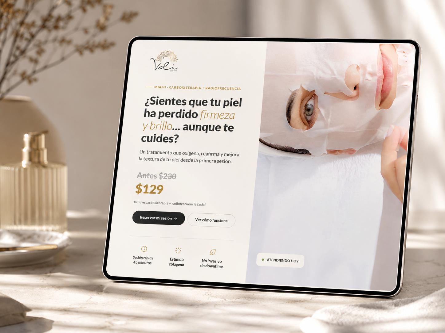 Vali Spa funnel — landing page